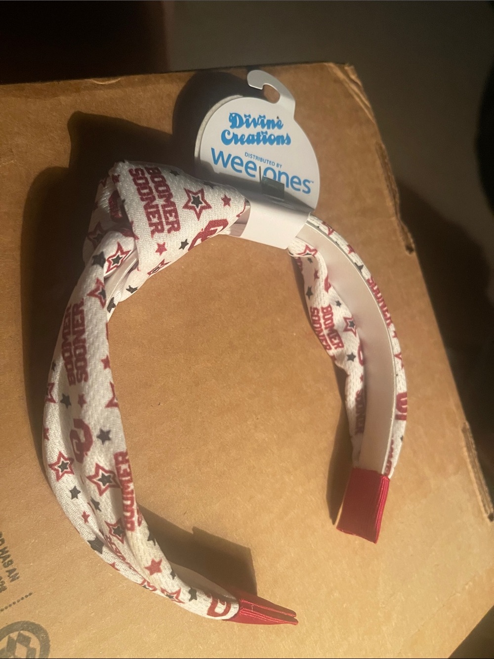 New Wee Ones Divine Creations Oklahoma Boomer Sooner White & Red Headband(girl)
